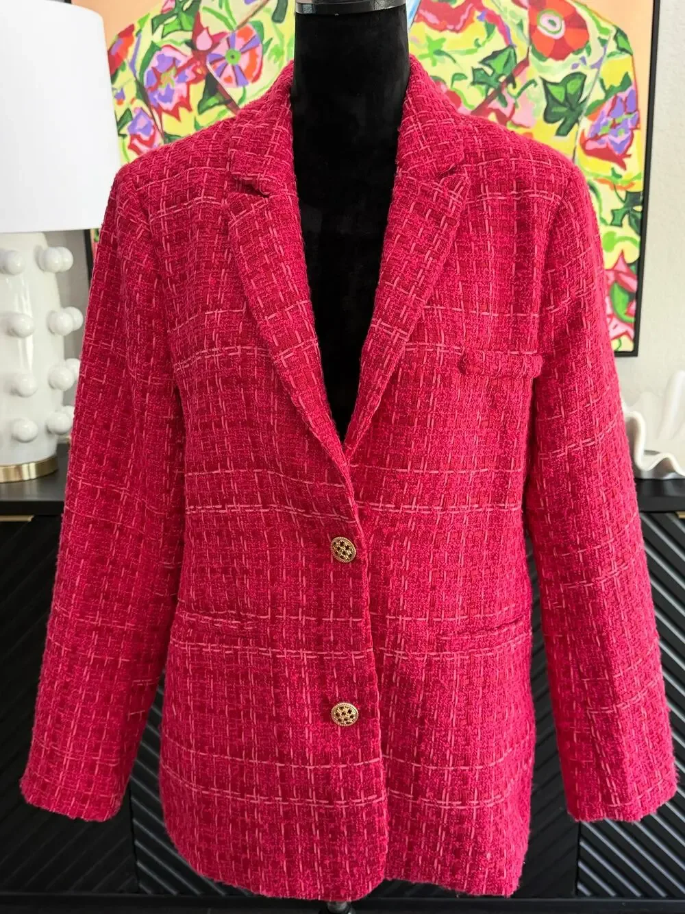 SUGAR + LIPS Ken Tweed Oversized Blazer Women's Size Medium NWT